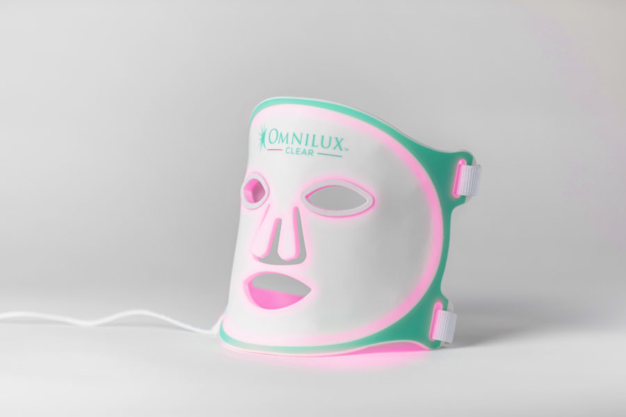 2 illuminated dark scaled Omnilux LED Clear Mask